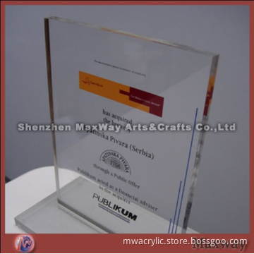Rectangle Clear Acrylic/Lucite Trophy/Letterweight/Gift with Silk-screen Logo
